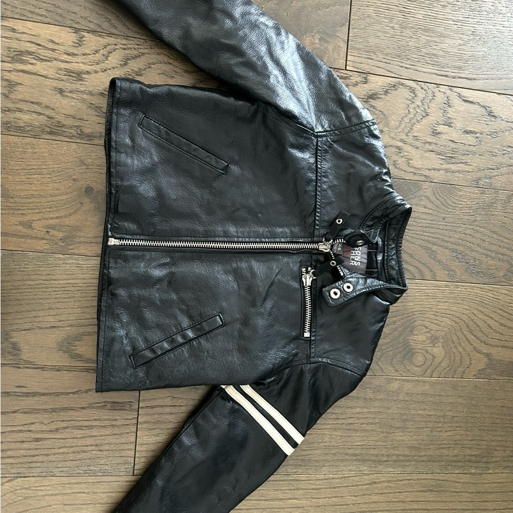 Wilsons Leather Black Jacket with White Stitching